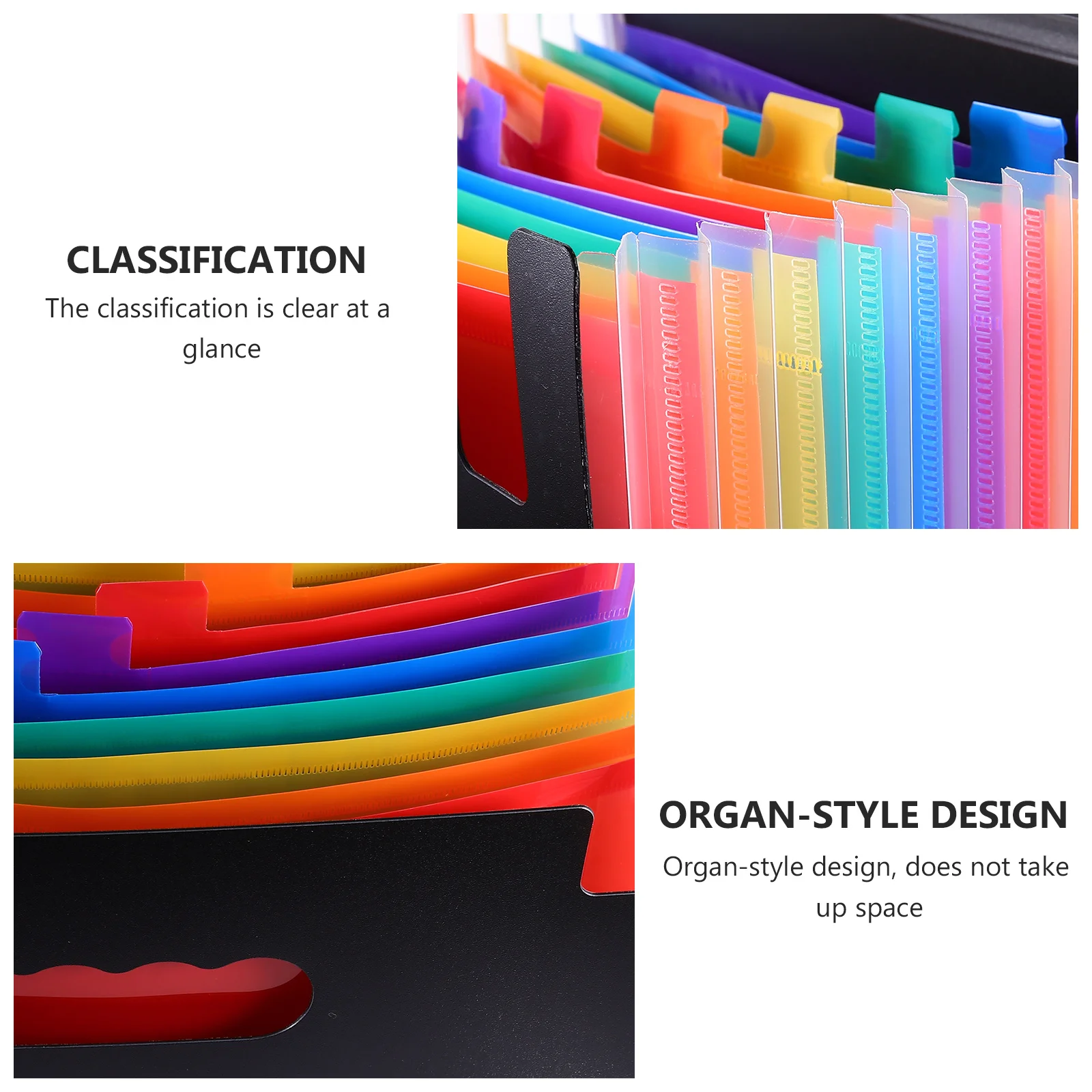 1Pcs 12 Layers Rainbow File Folder Multilayer Organizer Plastic Document Storage Colorful Design Organ Shape