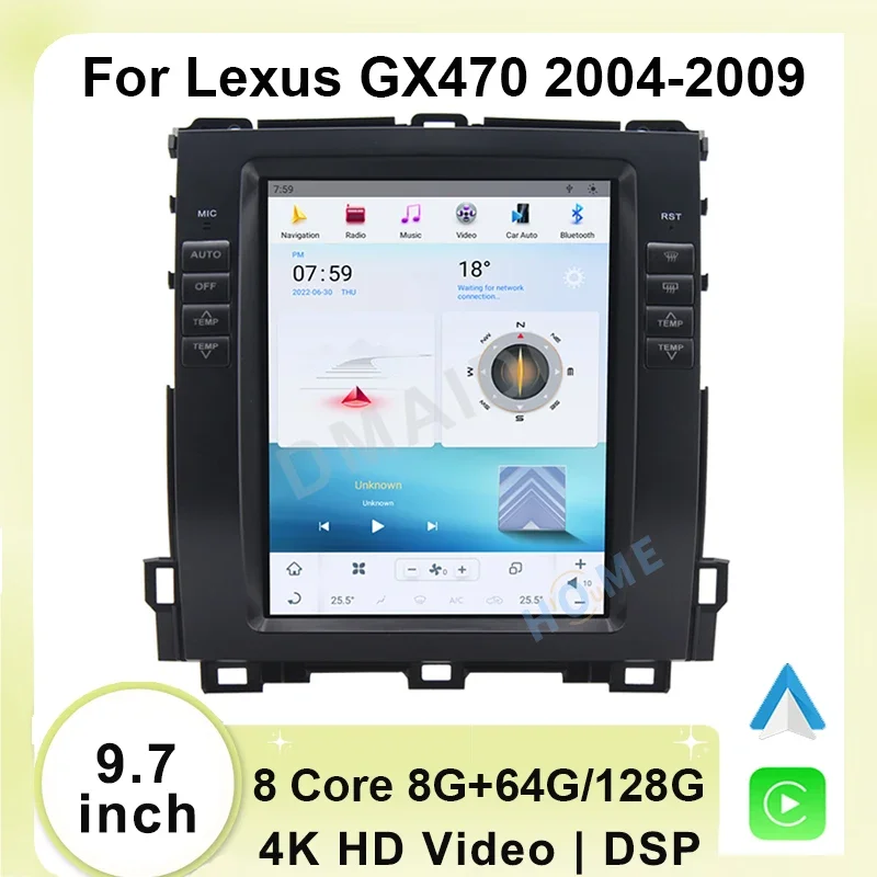 

Tesla style Qualcomm Android 11 Car radio GPS navi Multimedia player For Lexus GX470 2004-2009 Stereo Video Carplay