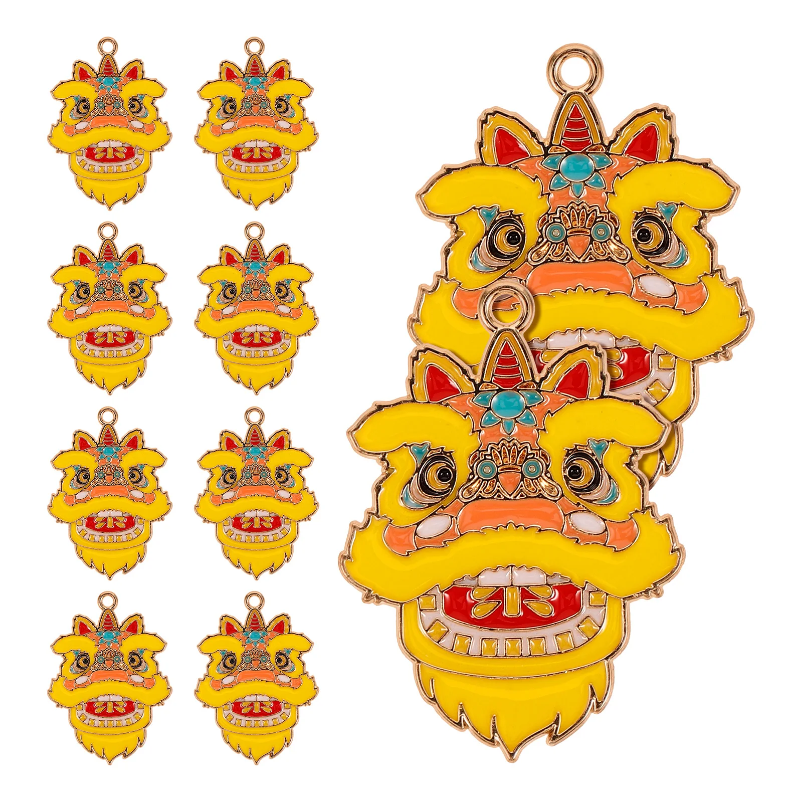 

10 Pcs Alloy Dragon Pendant Charm Necklace Hanging Accessories for DIY Vintage Decor Women Jewelry Yellow Color