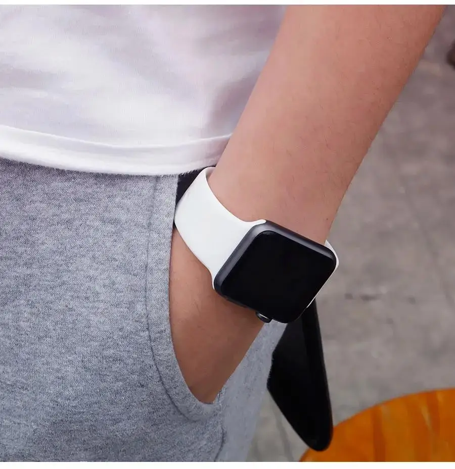 

Для Apple Watch Band 44 мм 45 мм 41 мм 49 мм Ремешок iwatch 42 мм 40 мм 38 мм 44 мм силиконовый браслет correa серии 9 7 se 5 6 8 10 Ultra