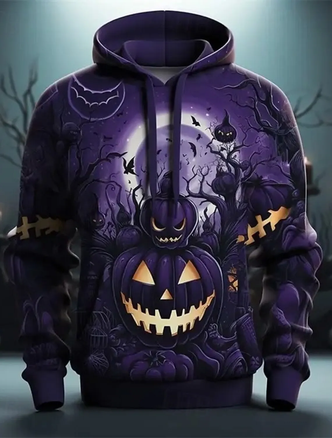 Halloween Men's Graphic Hoodie Pumpkin Prints Classic Casual 3D Pullover Holiday Fashion Hoodies Thin Style Long Sleeve Hooded