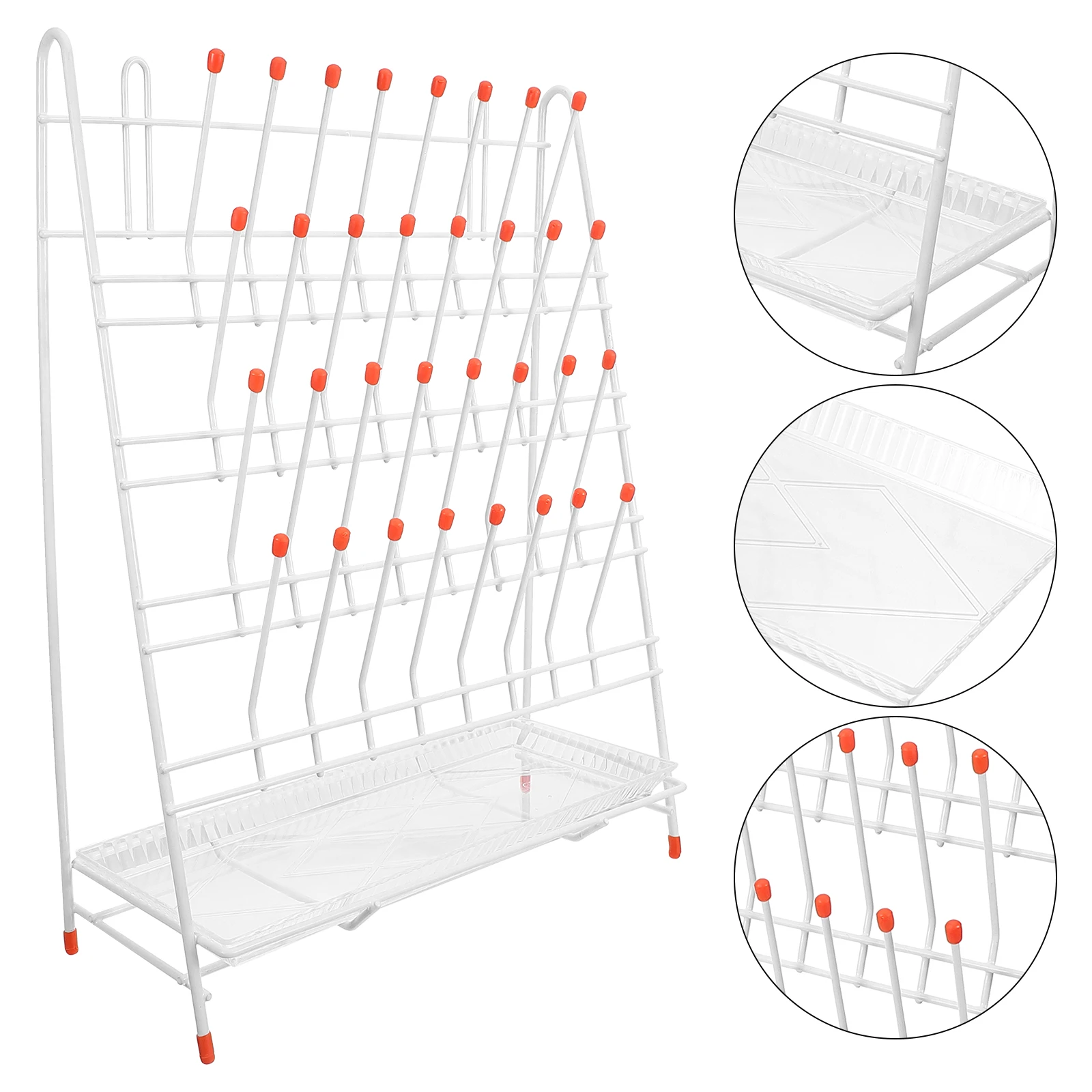 

32-Peg White Test Tube Drying Rack Laboratory Draining Holder Metal Tube Drying Rack for Beaker Bottle Drip Draining