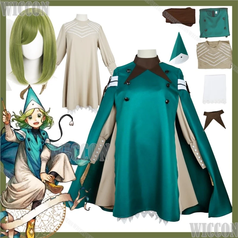 

Cocco Atelier of Witch Hat Anime Manga Cosplay Witch Clothes White Dress Green Cloak Magical Girl Halloween Woman Suit Comic Con