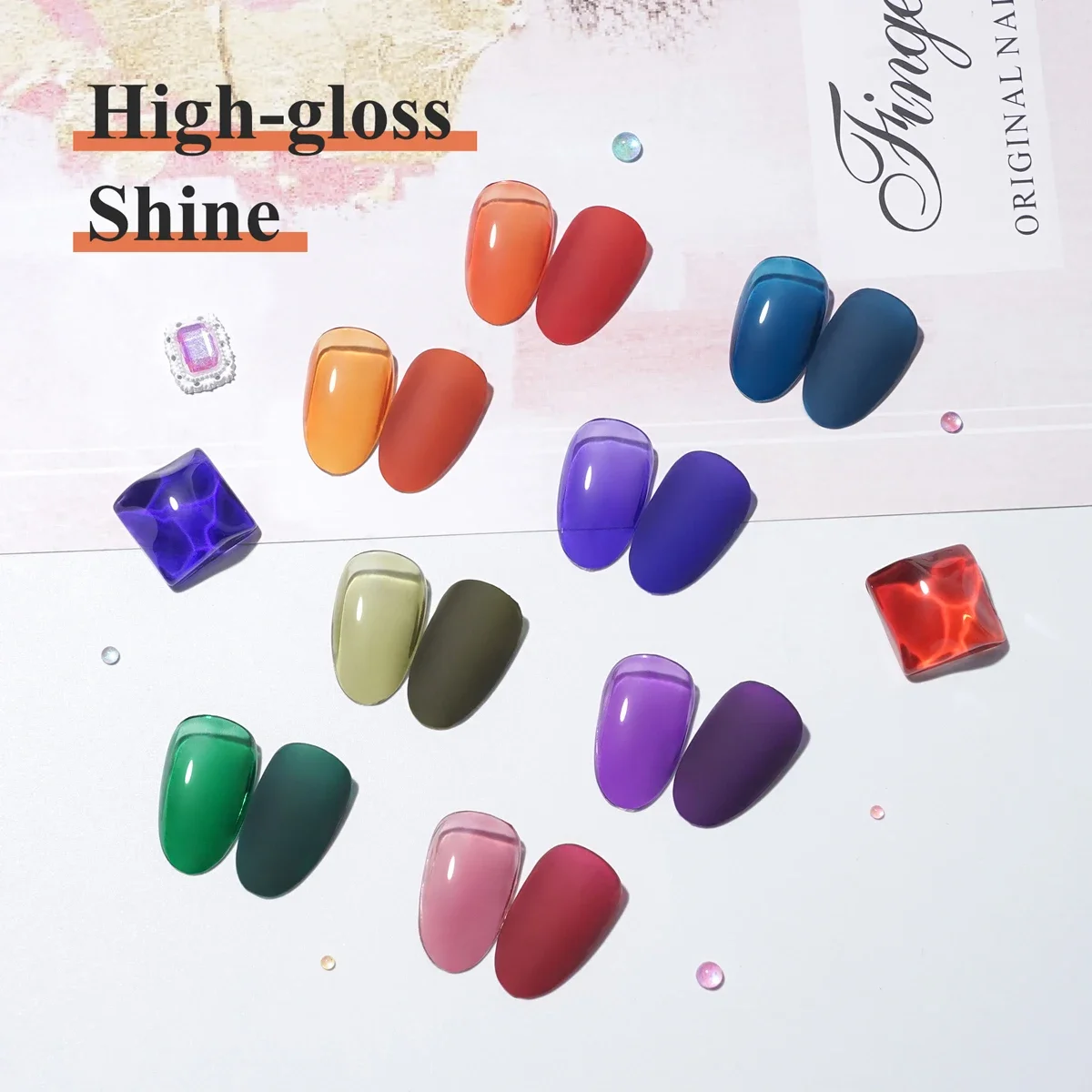 8 HI-Ensemble de vernis à ongles gel semi-continu, laque à tremper UV, charme japonais, art de l'onglerie