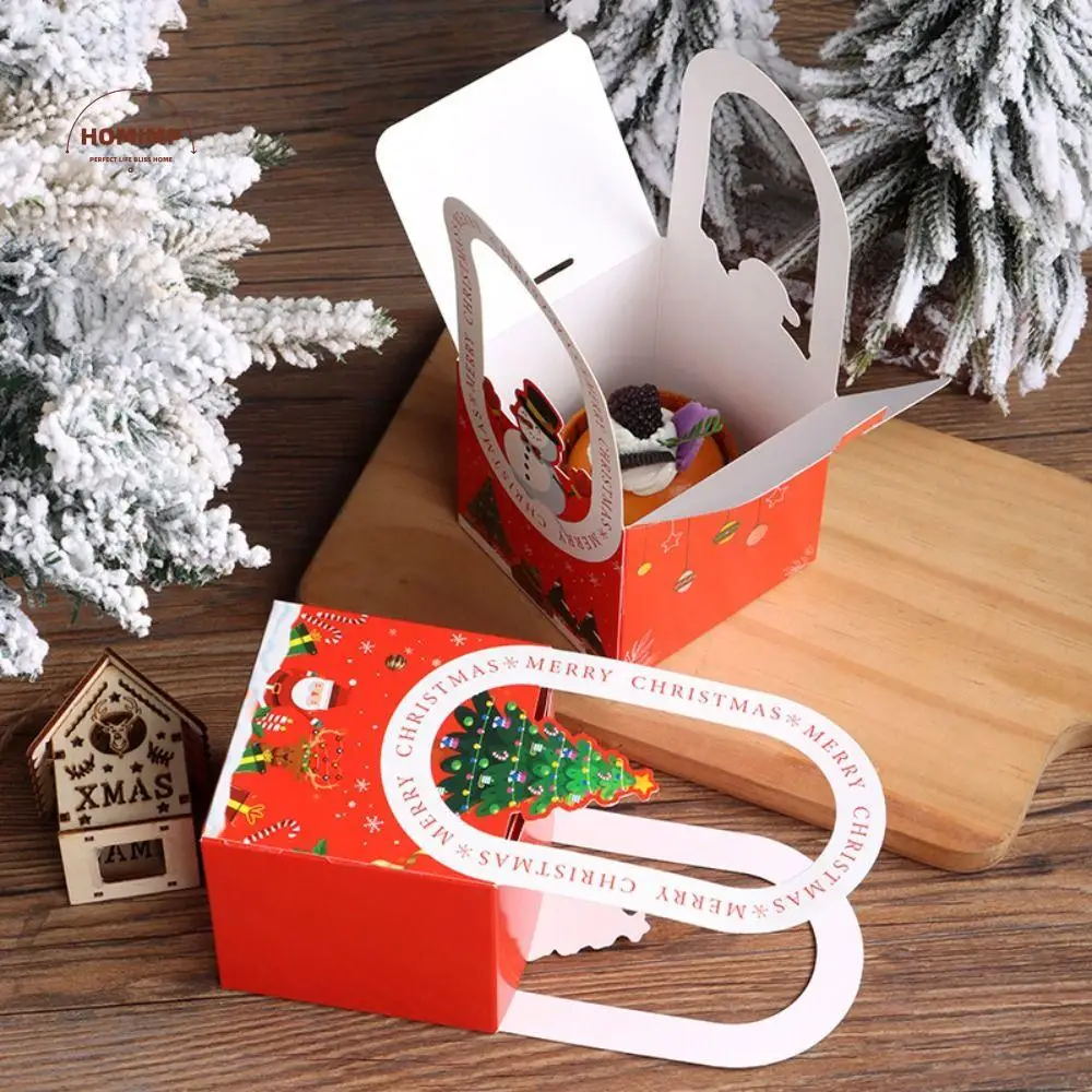 

10pcs Storage Box Paper Christmas Gift Box Cute Thicked Christmas Fruit Packaging Box Portable Creative Candy Box Macaron