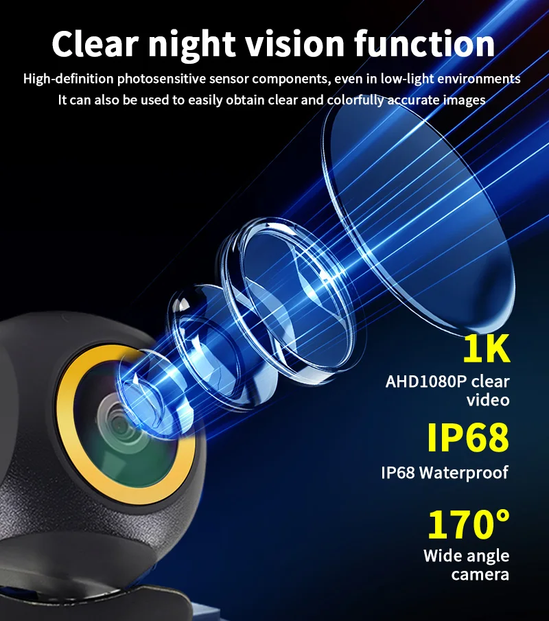 AHD 1080P Fisheye-Rückfahrkamera 170° ° Weitwinkel-Nachtsicht Wasserdichte Universelle Auto-Rückfahrkamera – Detail 2