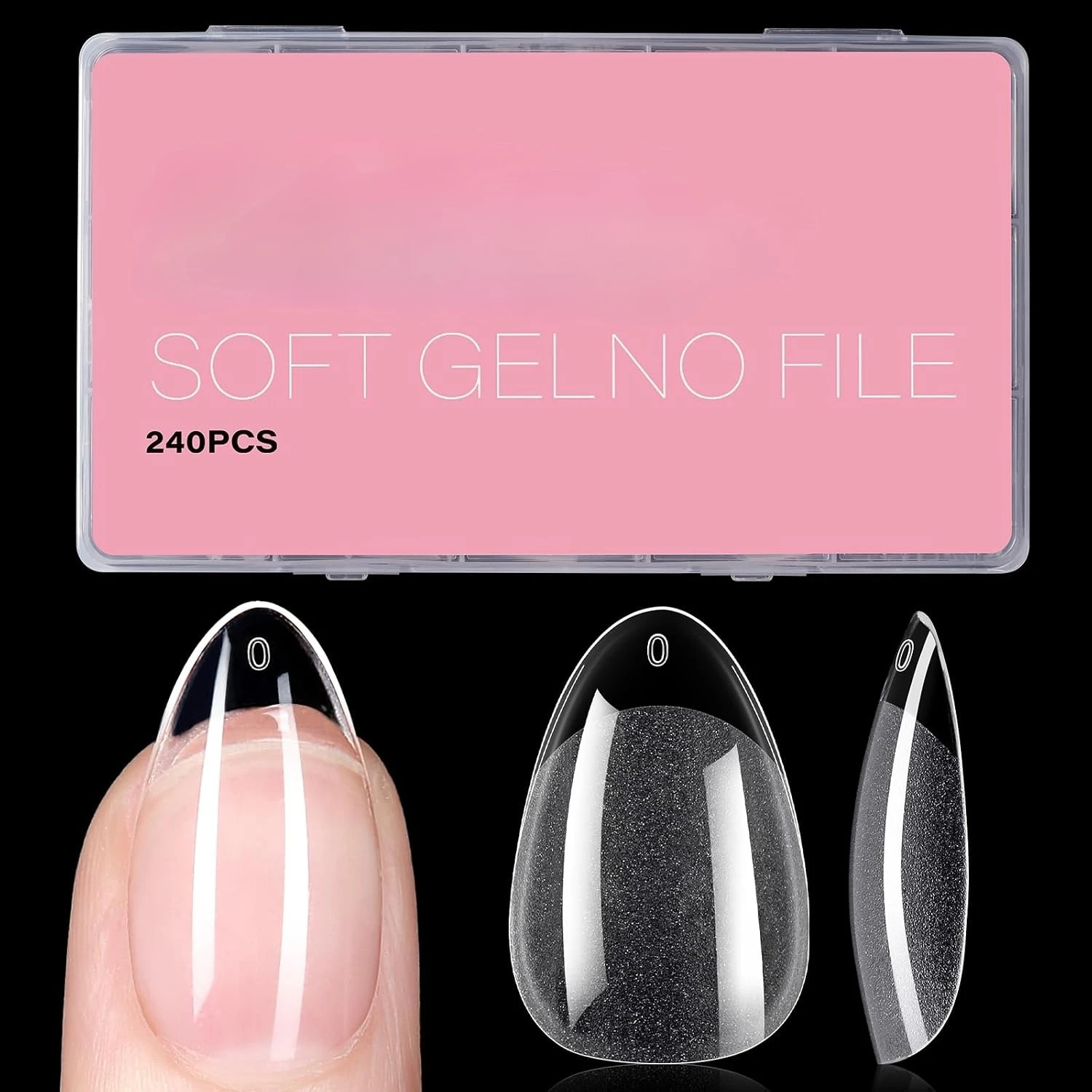 AILLSA Short Almond Nail Tips Pre-Shaped Acrylic Nail Tips Half Matte Full Cover Nails Tips Clear Gelly Press on False Tip Nail for Extension Nail Manicure Home DIY 240PCS 15Sizes