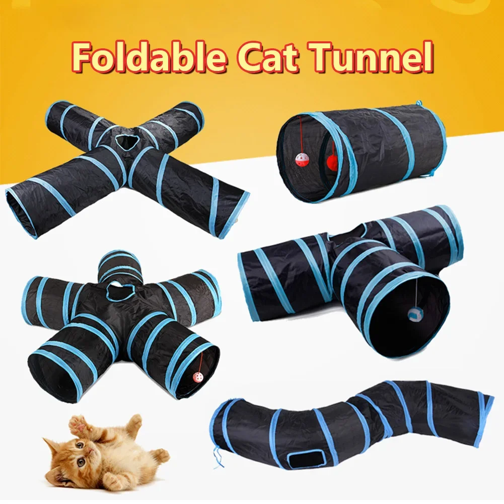 Indoor 2/3/4 5-way Collapsible Cat Tunnel Tube Kitty Tunnel Bored Cat Pet Toys Peek Hole Toy Cat Puppy Kitty Kitten Rabbit