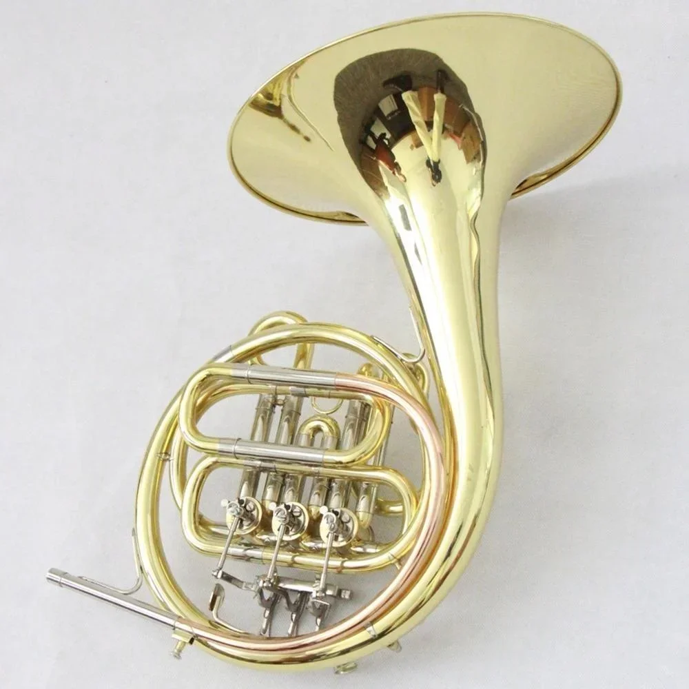 High Quality 3 Key Small French Horn Instrument Gold Lacquer Musical Instrument French Horn