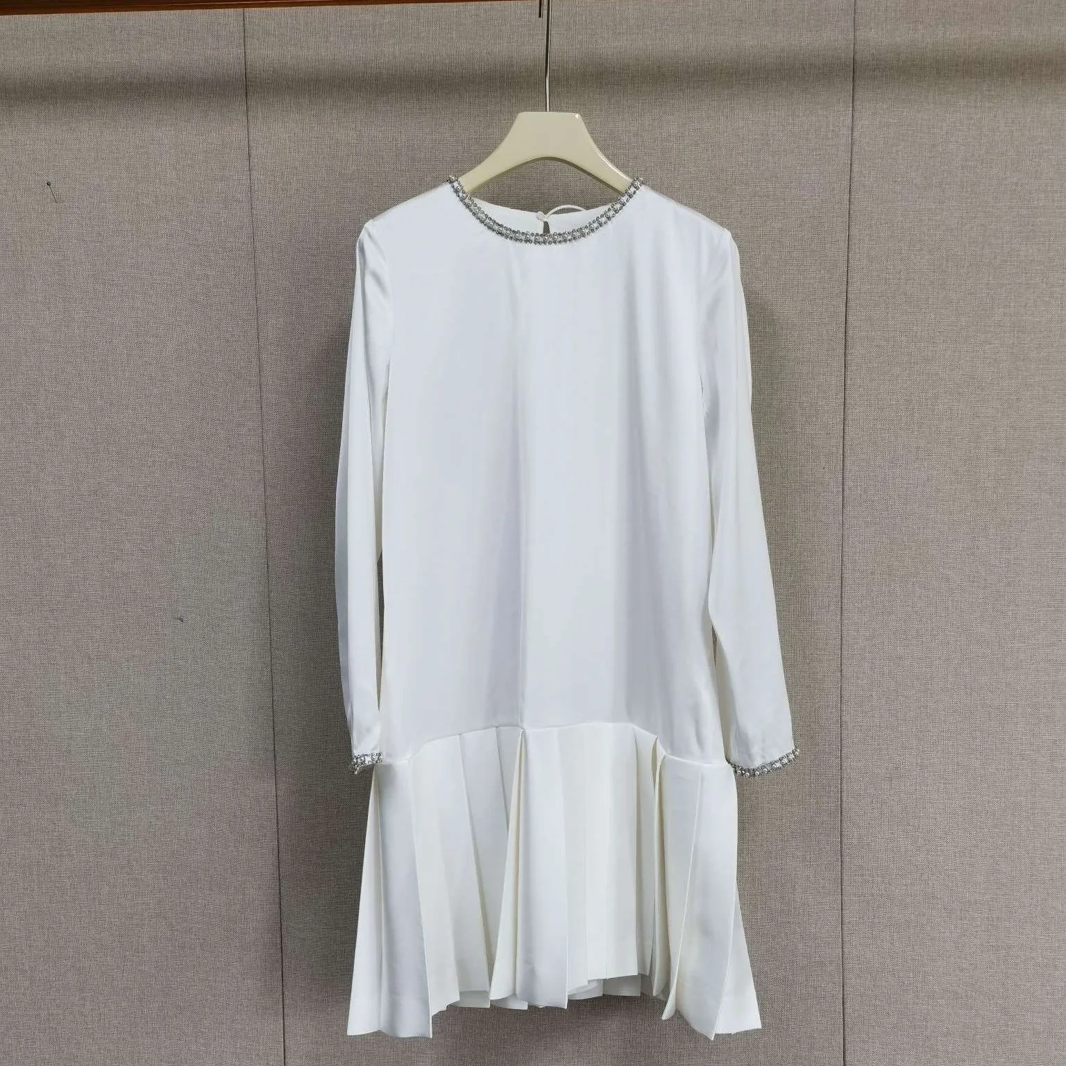 

MaSande Autumn Winter Faion Ele Bead Decorated Collar Gored Dr High Waist Long Sve A-Line OL Sle Commute Dr