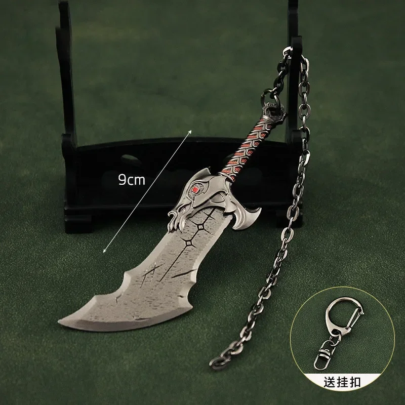 9 centimetri God of War Arma Lame del Caos Runic Kratos Spada Gioco Periferia In Lega di Metallo Portachiavi Katana Spada In Acciaio Reale Regalo Giocattoli