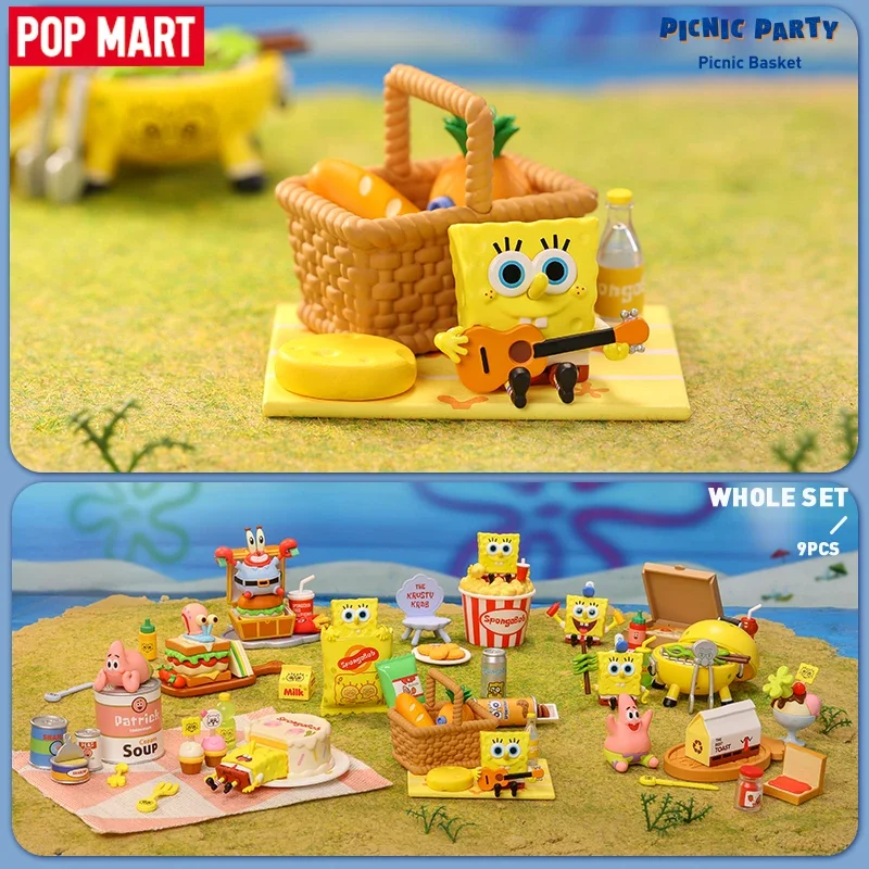 POP MART SpongeBob Picnic Party Series Blind Box Toys Kawaii Anime Action Figure Caixa Caja Surprise Mystery Box Dolls Girl Gift