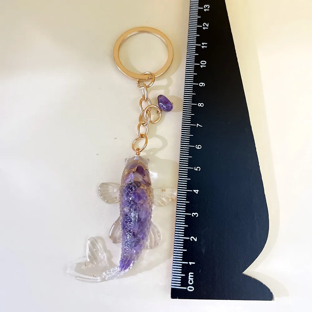 Transparent Gold Foil Koi Carp Key Charm Lucky Resin Fish Pendant With Key Holder Backpack Charms Ornament Kid Girls Party Gift view 6