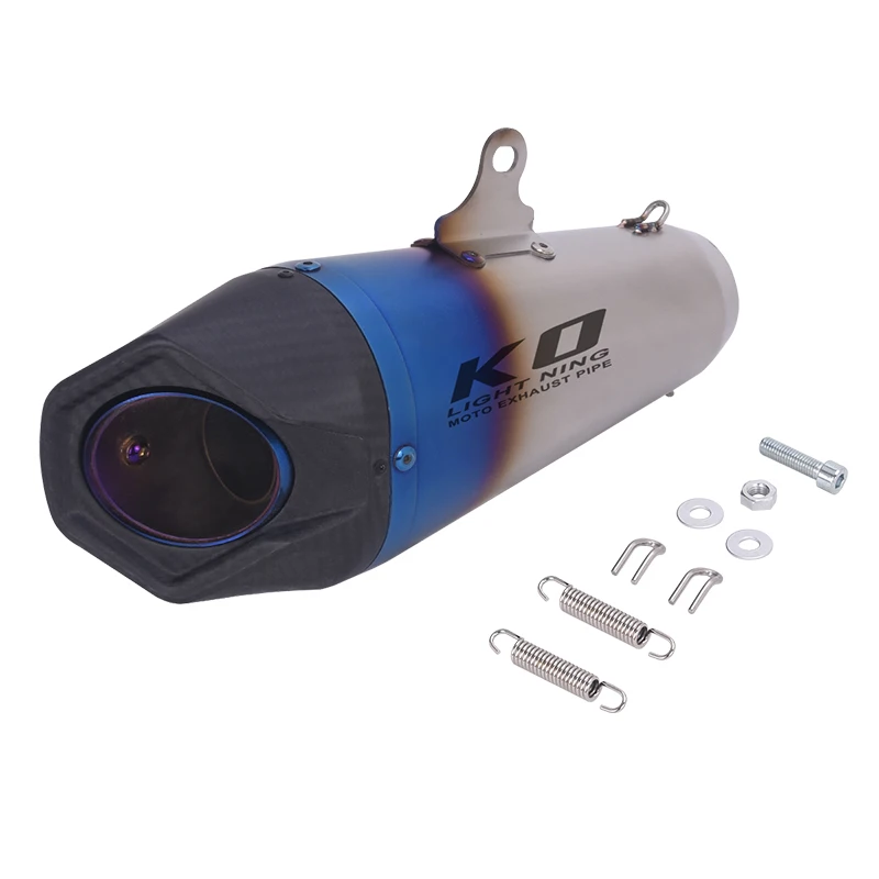 

High Quality 2" Universal Exhaust Tips Slip on 51mm Link Pipe Motorcycle Muffler Tip Black Carbon End Can Stainless Steel