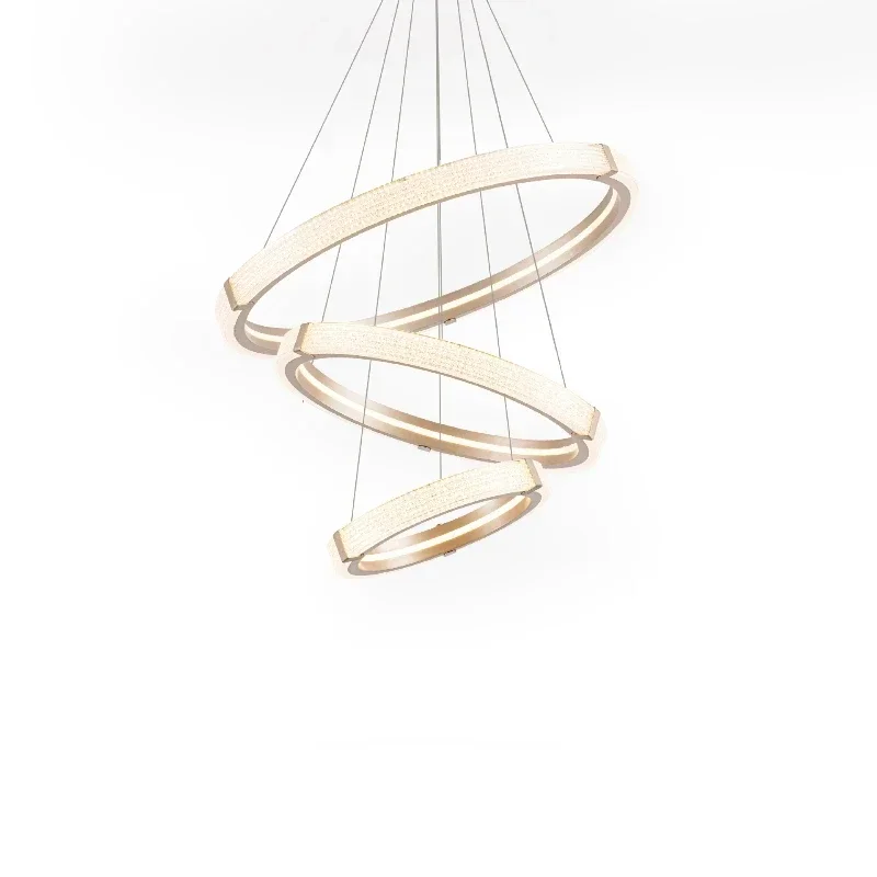 

Modern Zhongshan Lighting Living Room Chandelier Nordic Simple Light Luxury Atmospheric LED Ring Bedroom Dining Room Chandelier