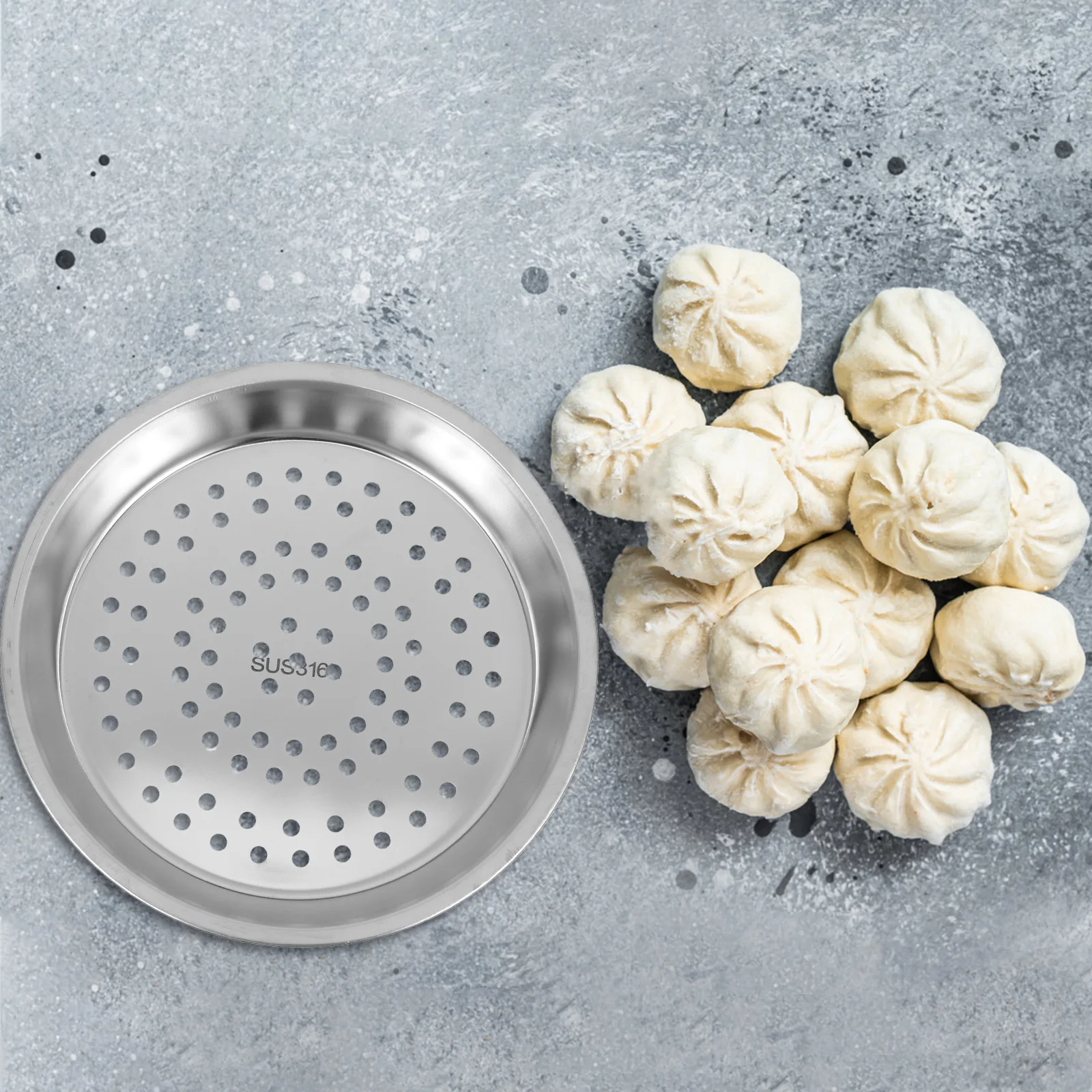 Bandeja vaporera de acero inoxidable, cesta vaporera Wok gruesa profunda de 28 Cm para cocinar albóndigas, verduras, mariscos, arroz, vapor