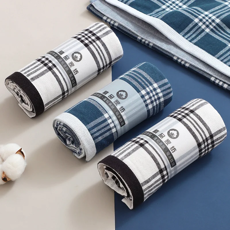 منشفة قطنية عالية الجودة من يانغ، منشفة حمام سميكة من القطن الخالص، قماش لغسل الوجه كبير الحجم، تصميم مربعات راقي للاستخدام ا...