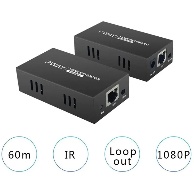 HDMI Extender for Cat5/6. 70M Range 1080p/4K Full EDID Transmitting Meeting-Friendly HDMI Plug and Play Local Loopout