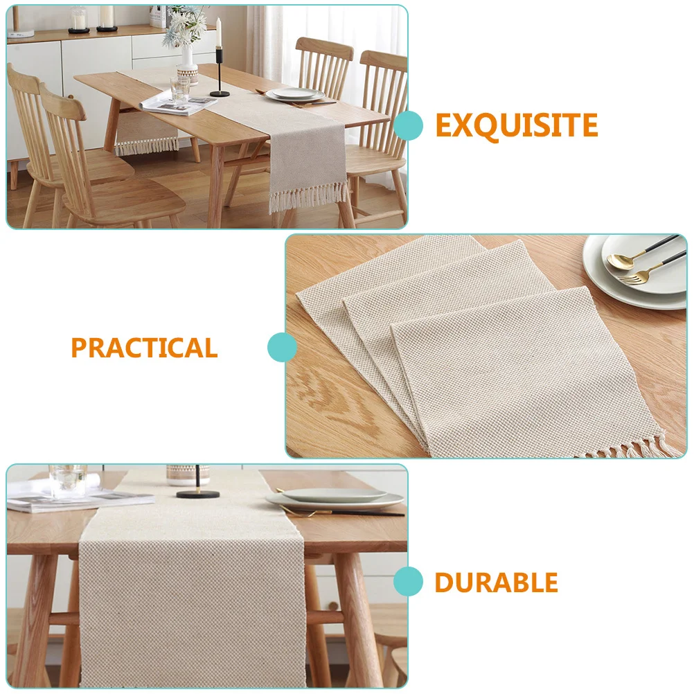 

Tassel Table Runner Decorative Cotton Woven Dining Table Adornment for Farmhouse Rustic Home Decoration Household Tablecloth