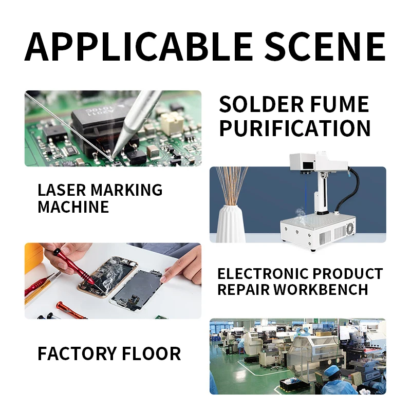 Le supporter ficateur de fumée d'entretien électronique FES035 est utilisé pour le marquage laser d'échappement de fumée et le dépoussiérage de gravure