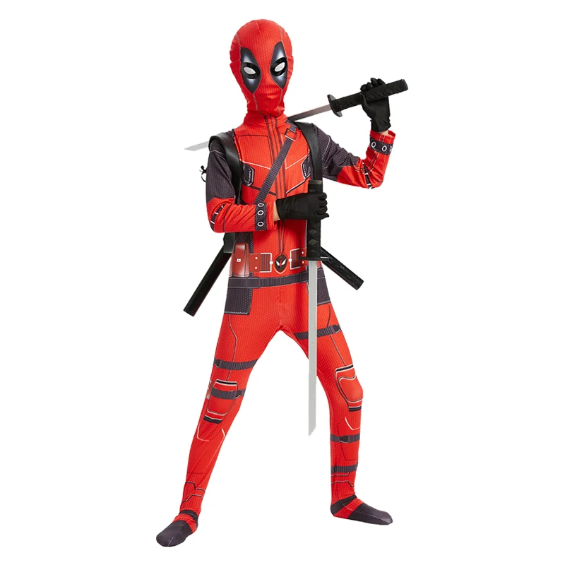 Superhero Deadpool Bodyguard Bodysuit Halloween Costume Children's Deadpool Cosplay Jumpsuit Costume Adult Set