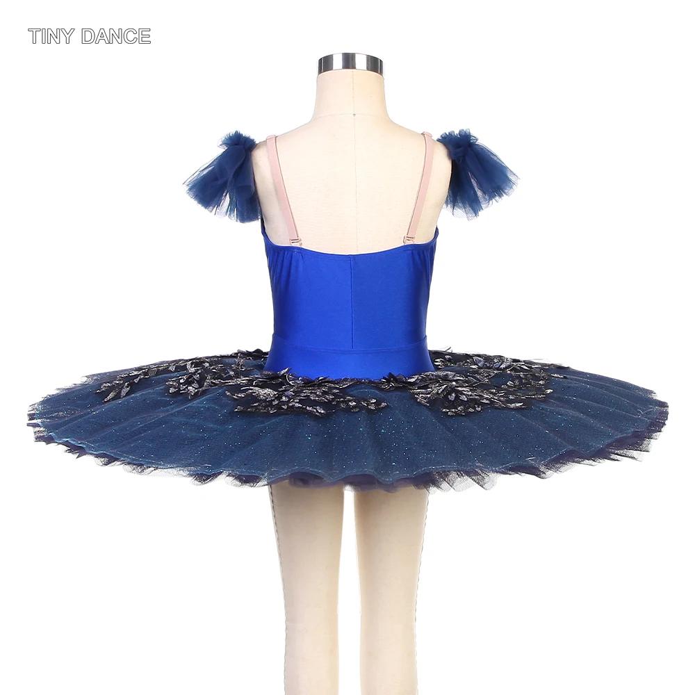 Royal Blue Spandex Professional Ballet Dance Tutu Dress Pleated Tulle Pancake Tutu for Adult Girls Ballerina Costumes BLL523