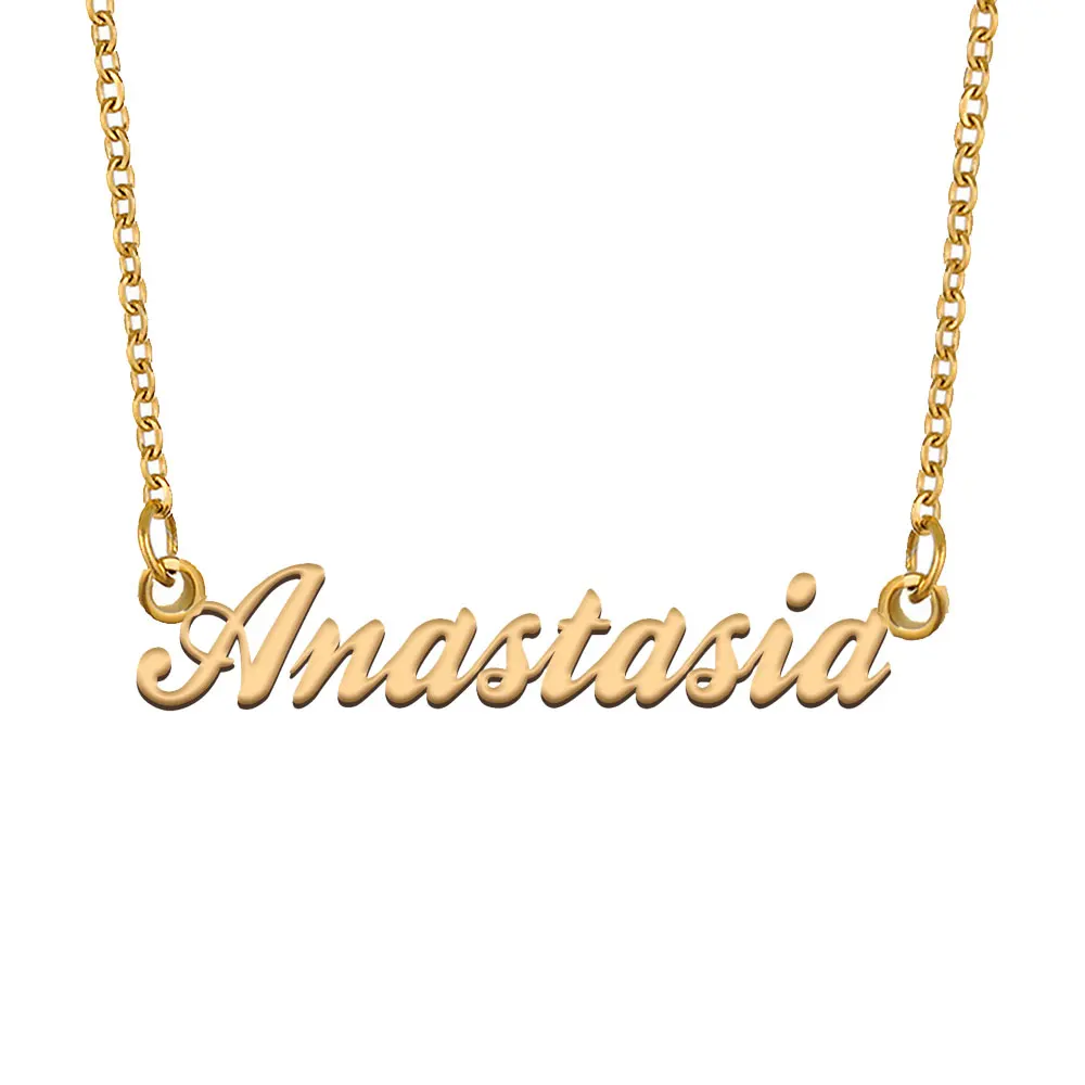 

Anastasia Name Necklace Women Stainless Steel Jewelry Gold Plated Nameplate Chain Pendant Femme Mothers Girlfriend Gift