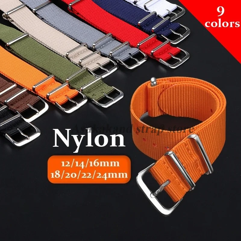 12mm 14mm 16mm 18mm 20mm 22mm 24mm Nylon Canvas Watch Strap Universal Men Watch Band One Piece Loop Bracelet Women Men Wristband