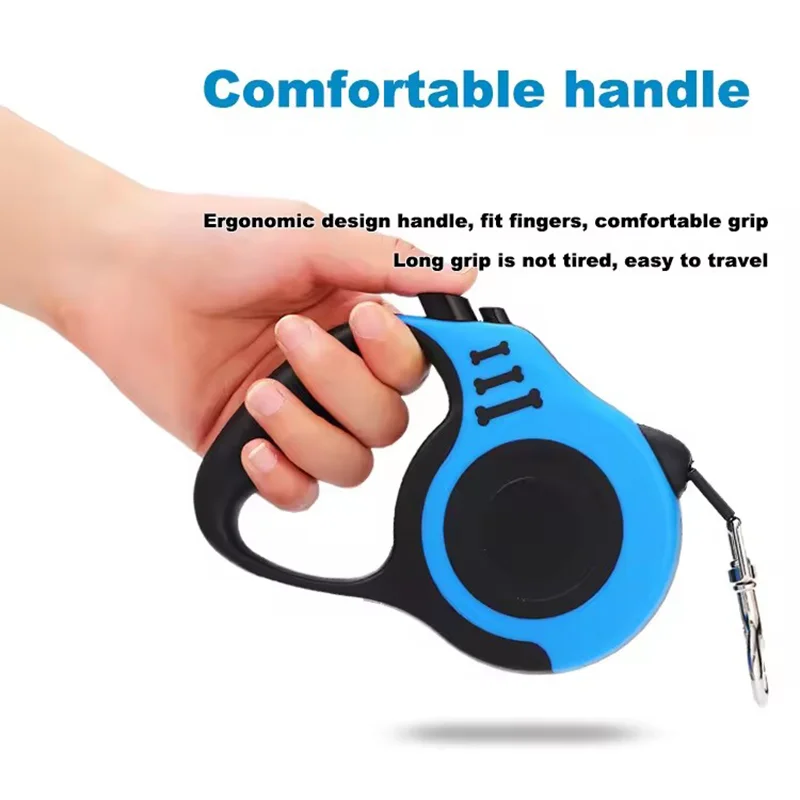 Automatisch einziehbare Hundeleine, 3 m/5 m, aus Nylon, für kleine und mittelgroße Hunde, Katzen und Welpen, ideal für Ausflüge, Spaziergänge und Wanderungen im Freien. – Detail 4