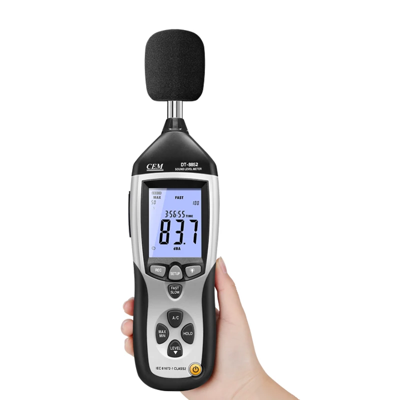 For CEM DT-8852 Digital Sound Level Meter With Analog AC/DC Outputs USB Sound Recorder 1.4dB Accuracy 30~130dB Level range