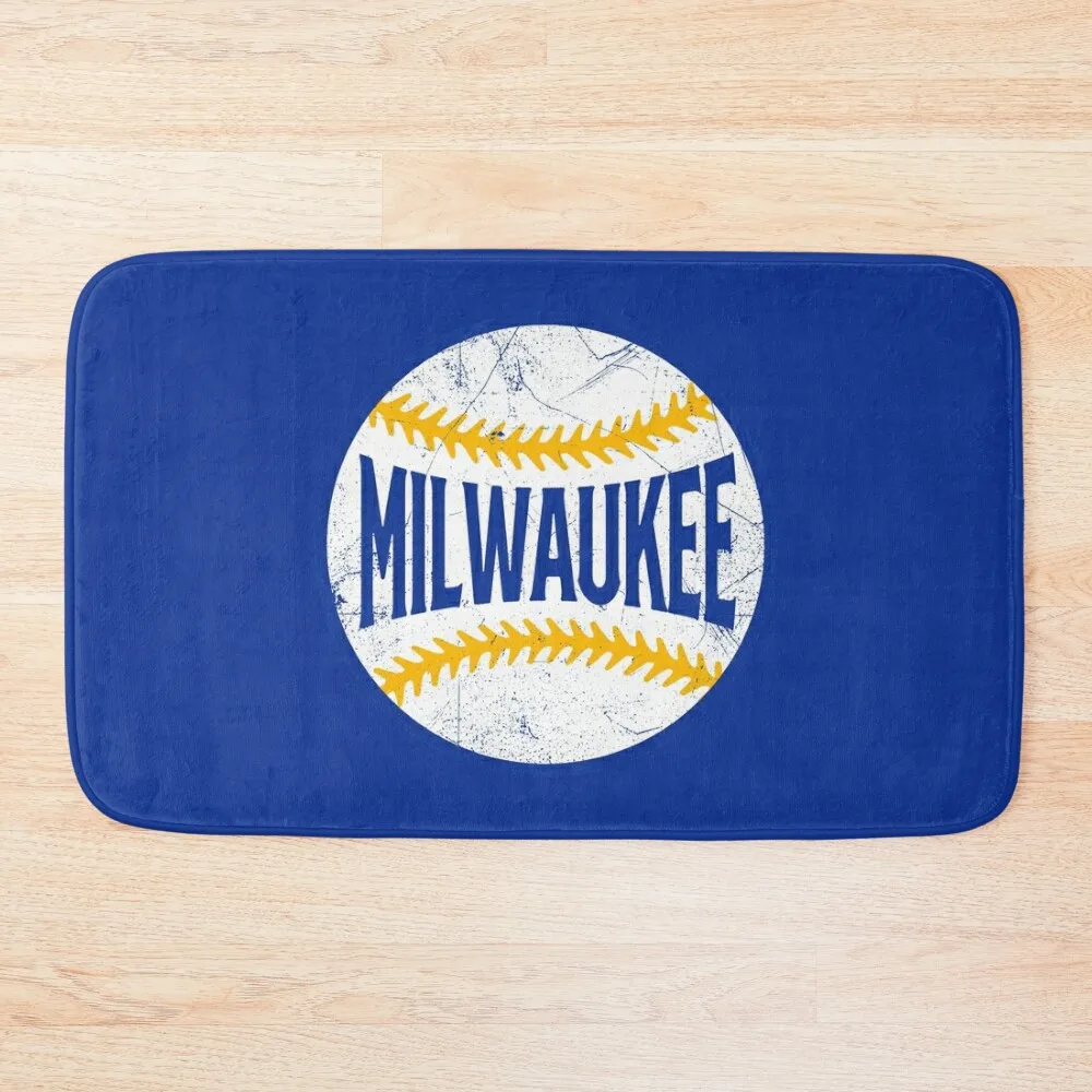 Milwaukee Retro Baseball - พรมเช็ดเท้าสีน้ําเงินพรมเช็ดเท้าทางเข้าภายนอกอ่างอาบน้ําแผ่นกันลื่น