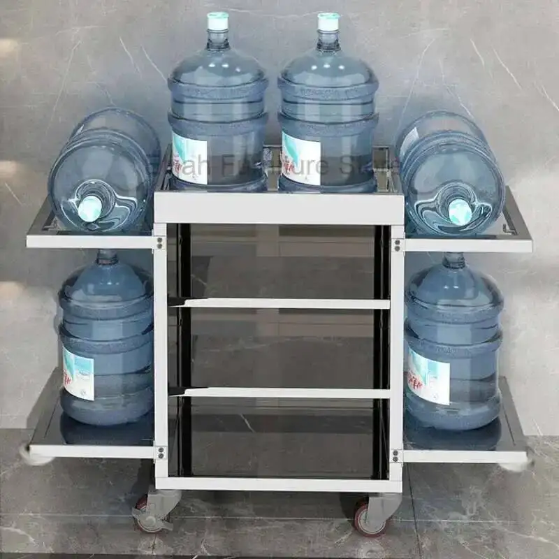 

Stainless Cart Commercial Vegetables Rack Iron Trolley Rotating High-style Utility Janitorial Dining Gold Service Wagon Hotel