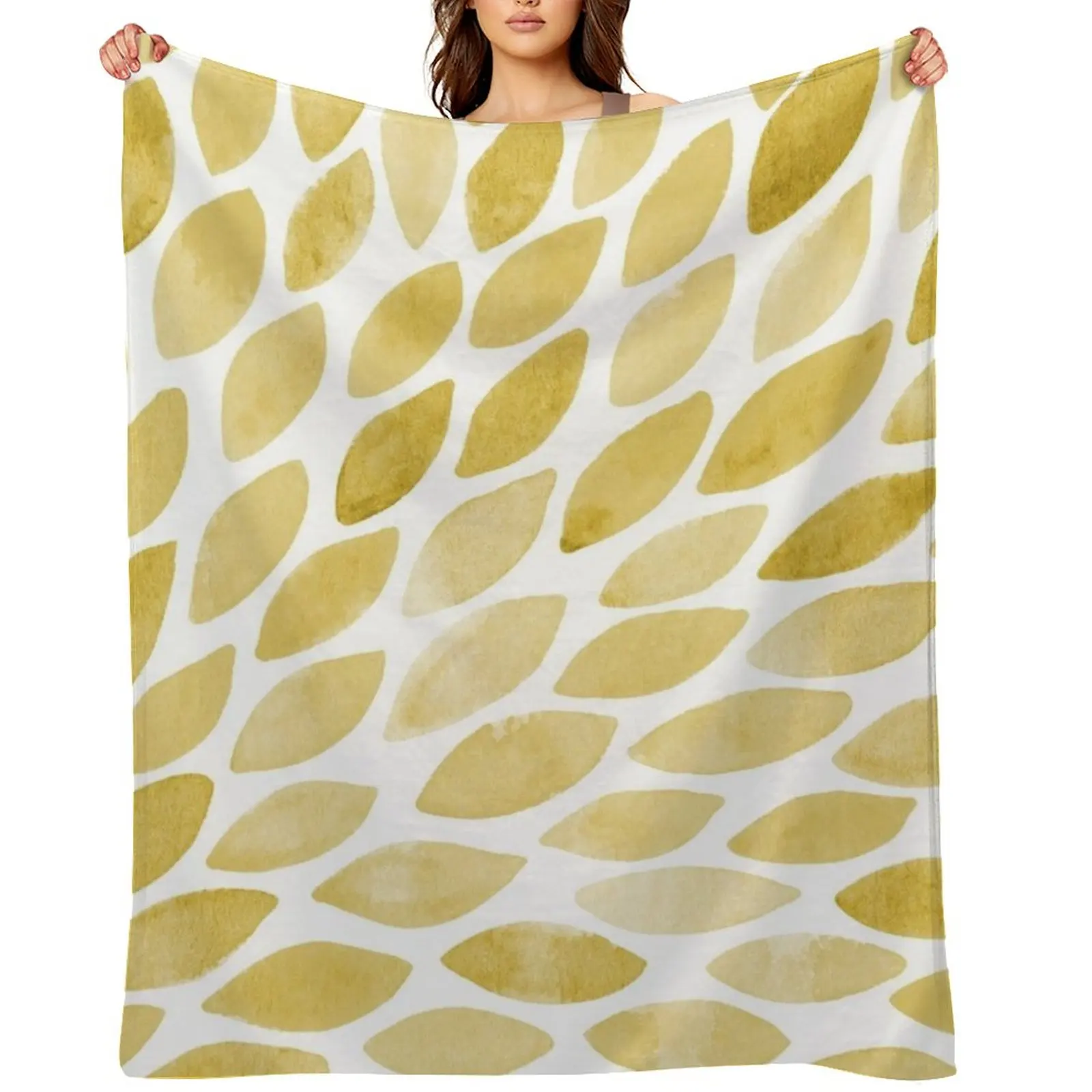 

Watercolor brush strokes - yellow Throw Blanket Flannel Blankets For Baby For Decorative Sofa Flannel Fabric Blankets