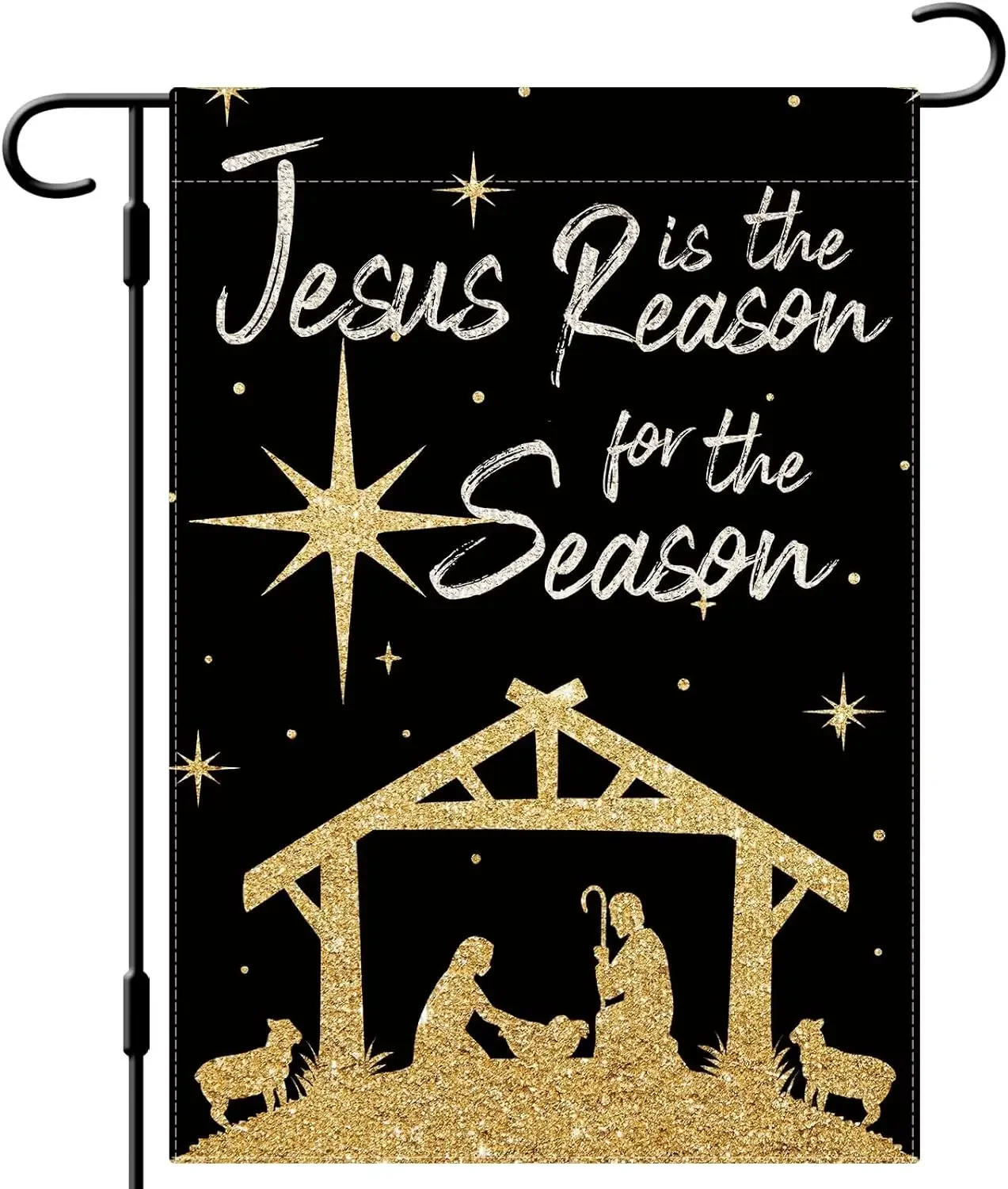 Jesus Is The Reason for The Season Garden Flag Christmas Garden Flag 12x18 Inch Double Sided Vertical Burlap Farmhouse Decor