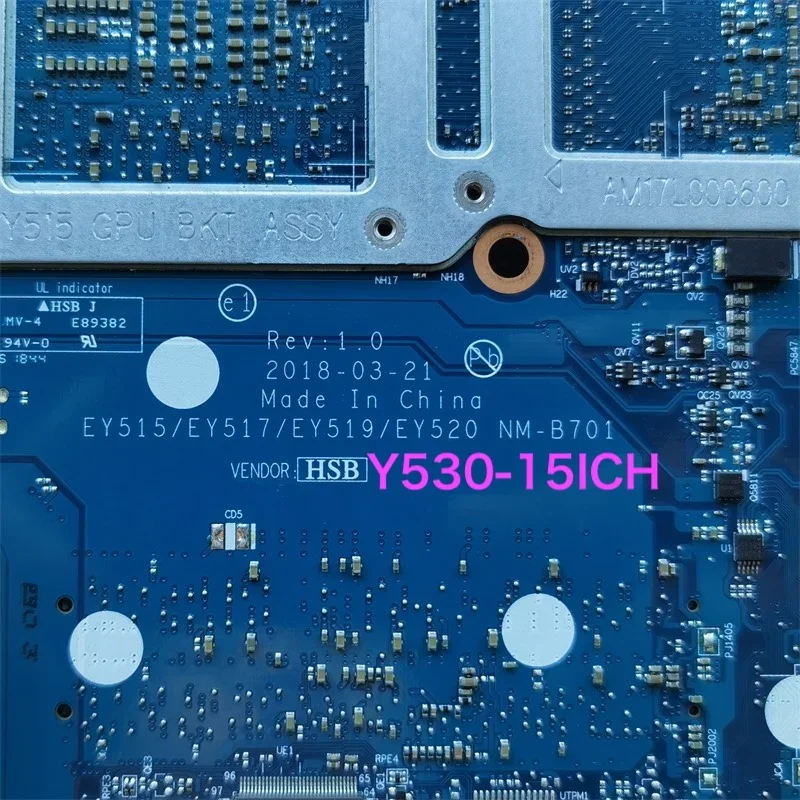 Suitable For Lenovo Y530-15ICH Laptop Motherboard EY515 EY517 EY519 EY520 NM-B701 5B20R40193 Mainboard 100% Tested OK Fully Work