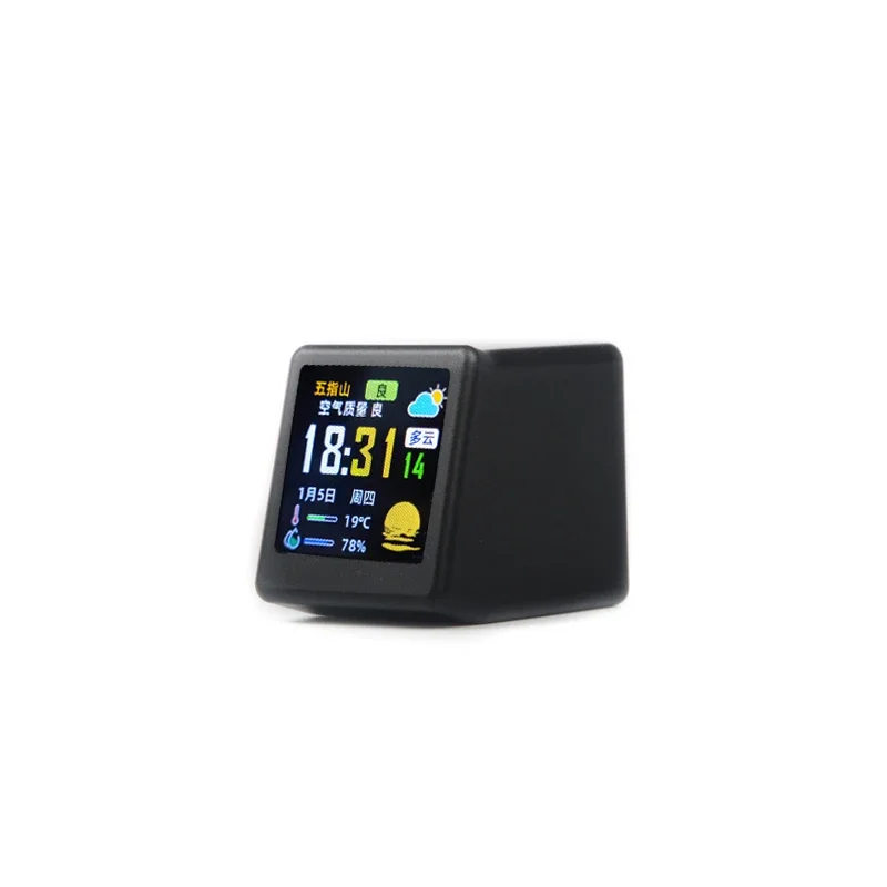 

WIFI Smart Simple Desktop Computer Study Weather Alarm Clock Color Screen Temperature and Humidity Weather Station Bl