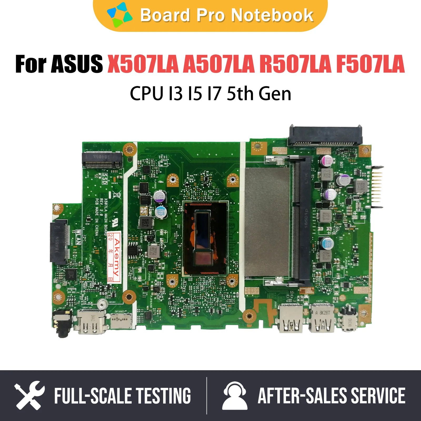 

X507LA Notebook Mainboard For ASUS X507L A507LA R507LA F507LA A507L R507L F507L Laptop Motherboard CPU I3 I5 I7 5th Gen