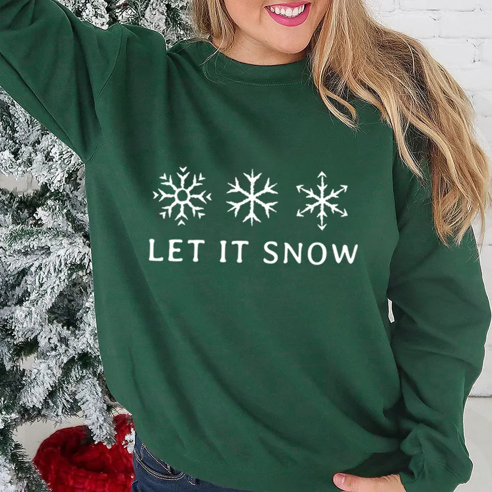 

Let It Snow New Arrival Christmas Sweatshirt 100%Cotton Women Sweatshirt Unisex Autumn Winter Funny Casual Long Sleeve Top