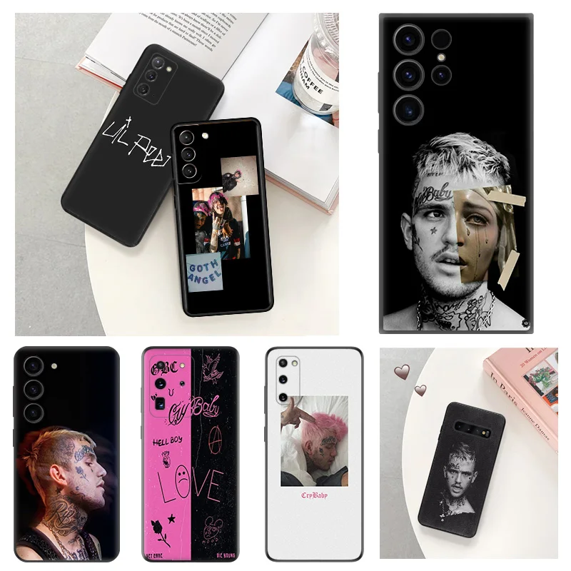 Silicone Soft Black Phone Cases for Samsung S24 Plus Galaxy S23 5G S22 S21 S20 Ultra FE S10 Lite E Cover Lil P-Peep Fundas