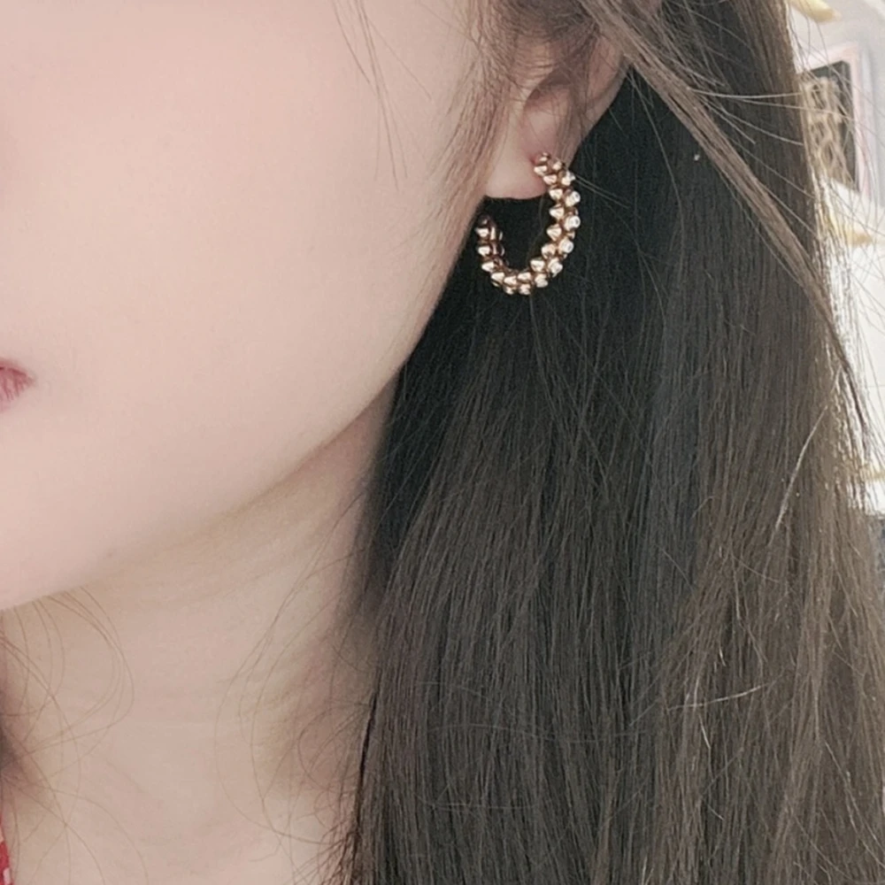 

Настоящее твердое серебро 925 пробы, 5А, циркон, камень, C-образные серьги-кольца, позолоченные ювелирные изделия для женщин