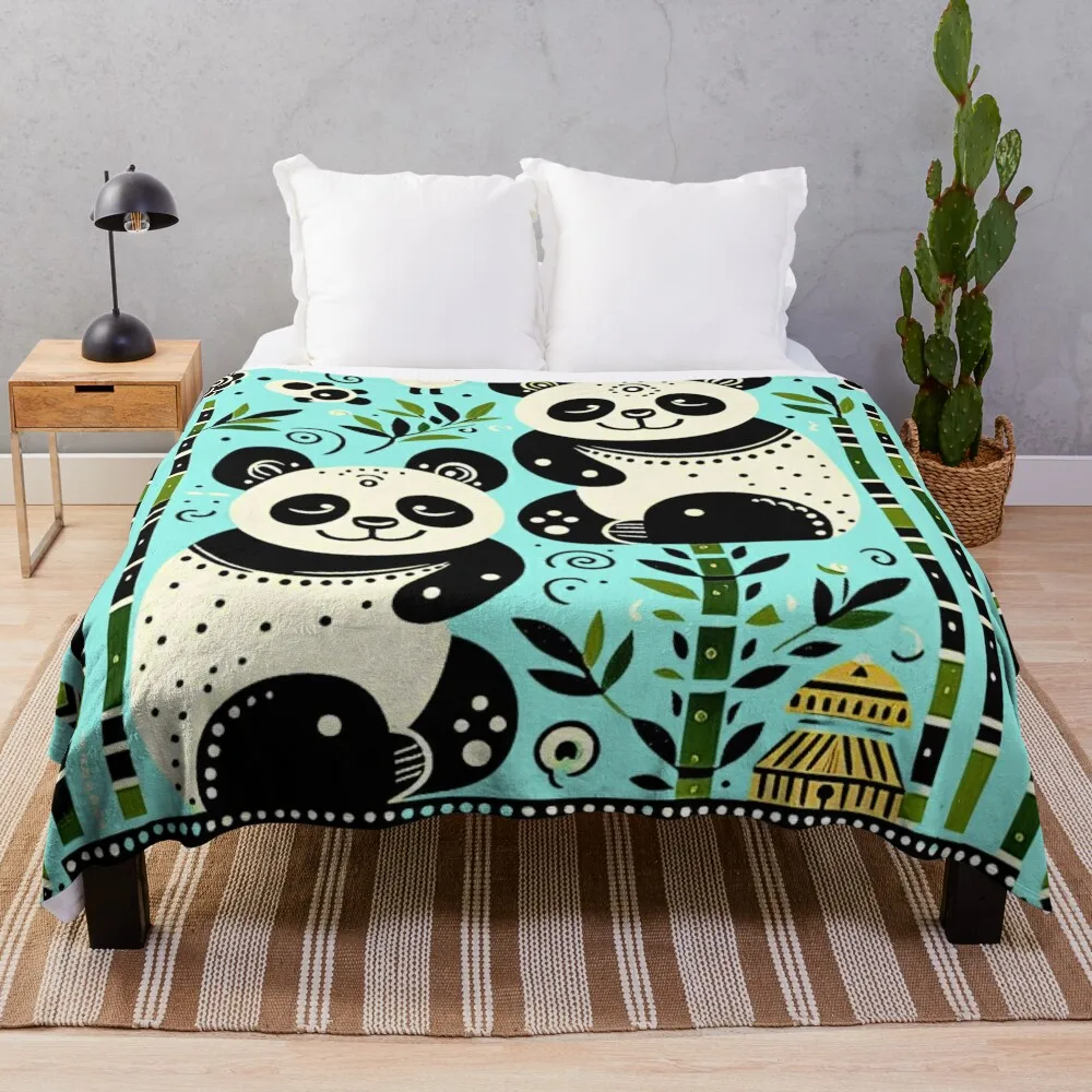 

2 pandas with bamboo forest Throw Blanket Soft Big Thermal For Sofa Thin Blankets