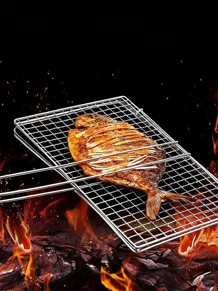 Panier de gril en acier inoxydable, filet de barbecue pour Steak, poisson, poulet, viande, légumes, Camping en plein air, pêche, cuisine