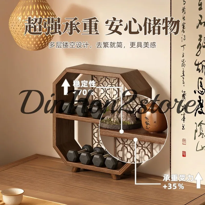 New Chinese Bogu frame Solid wood small desktop tea room Tea set Water cup storage Cosmetics ornament Storage display stand