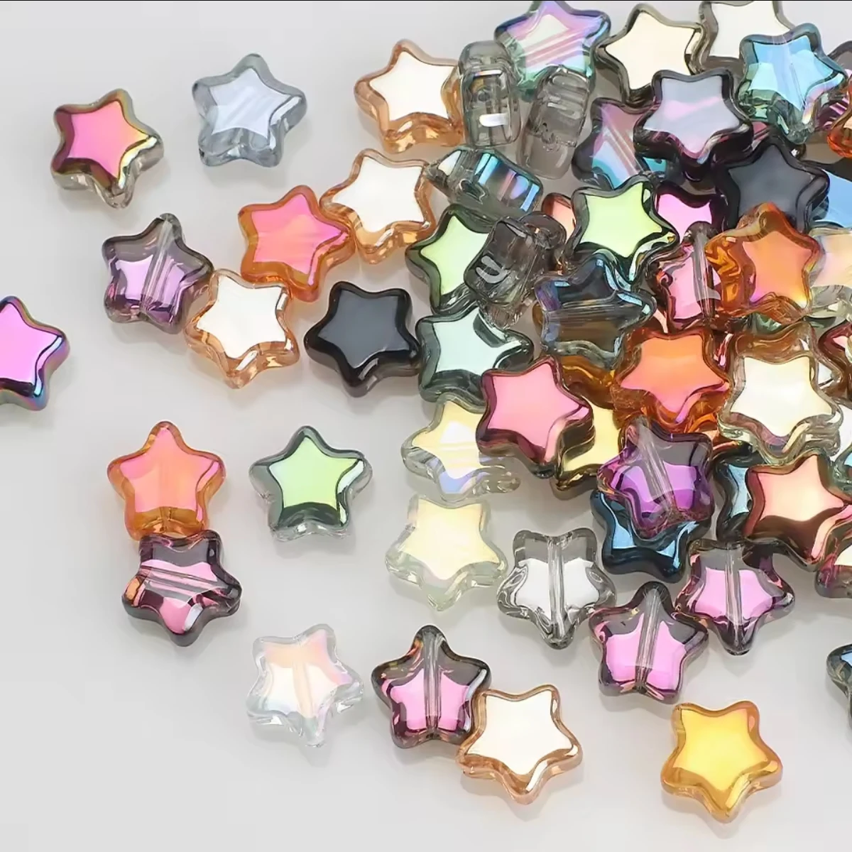 

8mm Five-Pointed Star Plated Colored Glass Beads - Premium DIY Jewelry & Accessories (Necklaces/Bracelets/Earrings) 10pcs/Pack