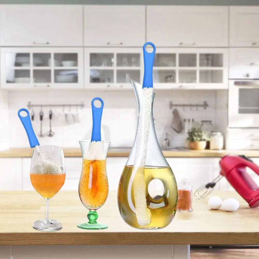 1/3Pcs Foam Cotton Cleaning Brushes Multi-Function Flexible Wine Bottle Brush Decanter Stemware Glasses Dust Cleaning Tools