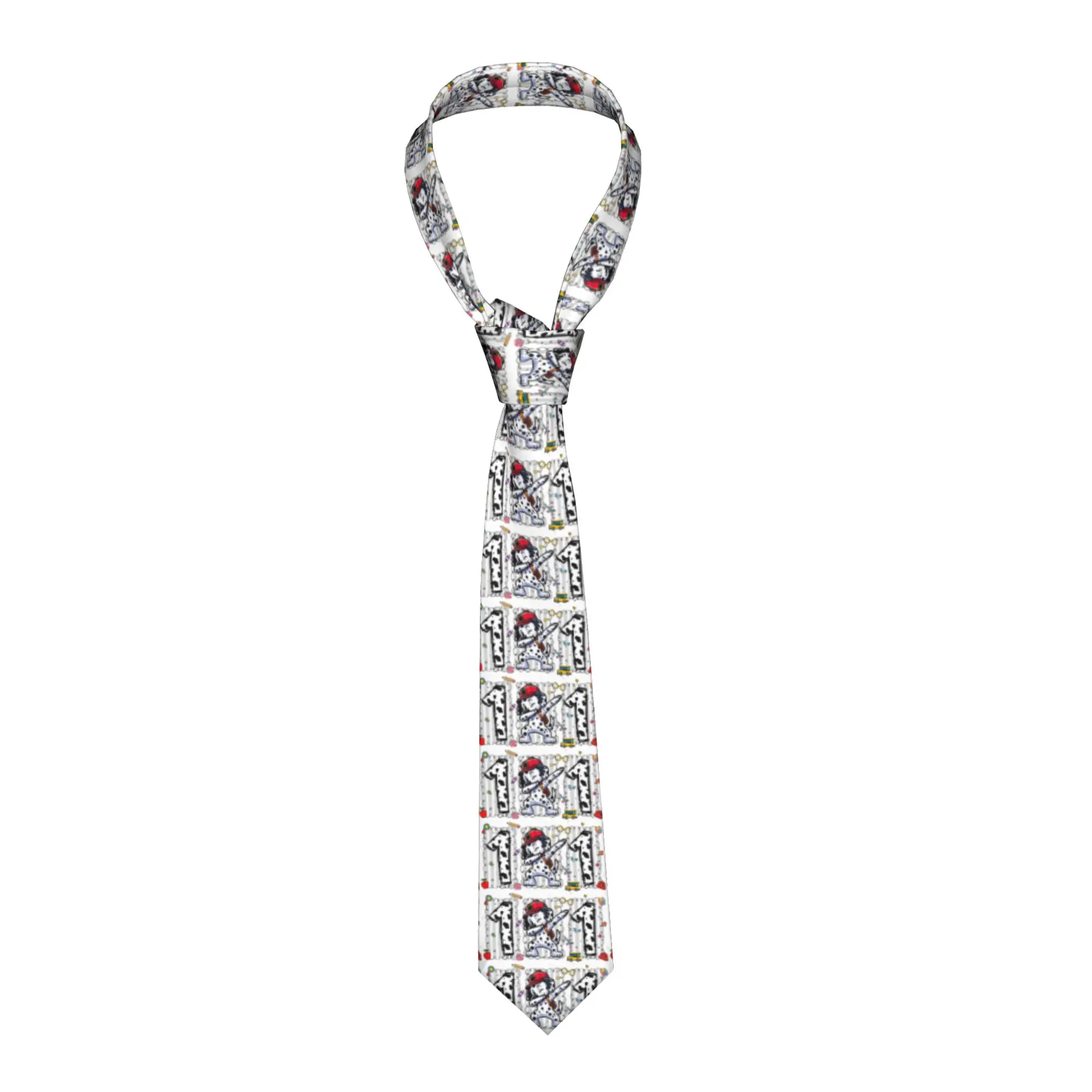 

Формальный галстук «101 далматинец» в стиле аниме, мужской, персонализированный, шелковый, с мультяшным изображением собаки, для делового стиля