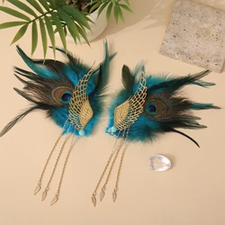 Angel Wings Feather Two tone Feather Tassel Pair Clip Devil Wings Hairpin Edge Clip Female