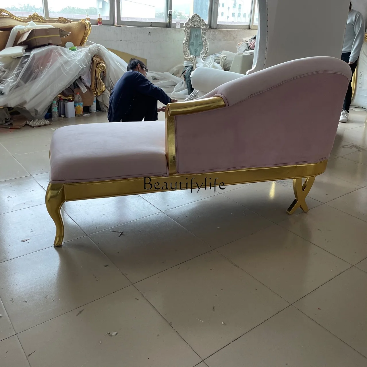 03.European solid wood concubine wedding scene arrangement sofa living room hotel sofa chair