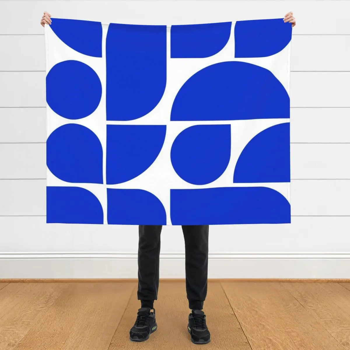 

Minimal Geometric Shapes 05 Abstract Art Mid Century Bauhaus Inspired Persian Blue Throw Blanket Weighted Baby Blankets