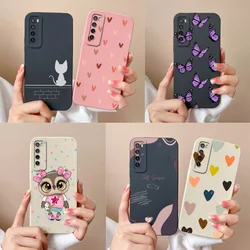 For Huawei Nova 7 Pro 7i 7SE Phone Case Heart Liquid Silicone Camera Protection Back Cover For Huawei Nova7 7Pro 7 i SE Funda
